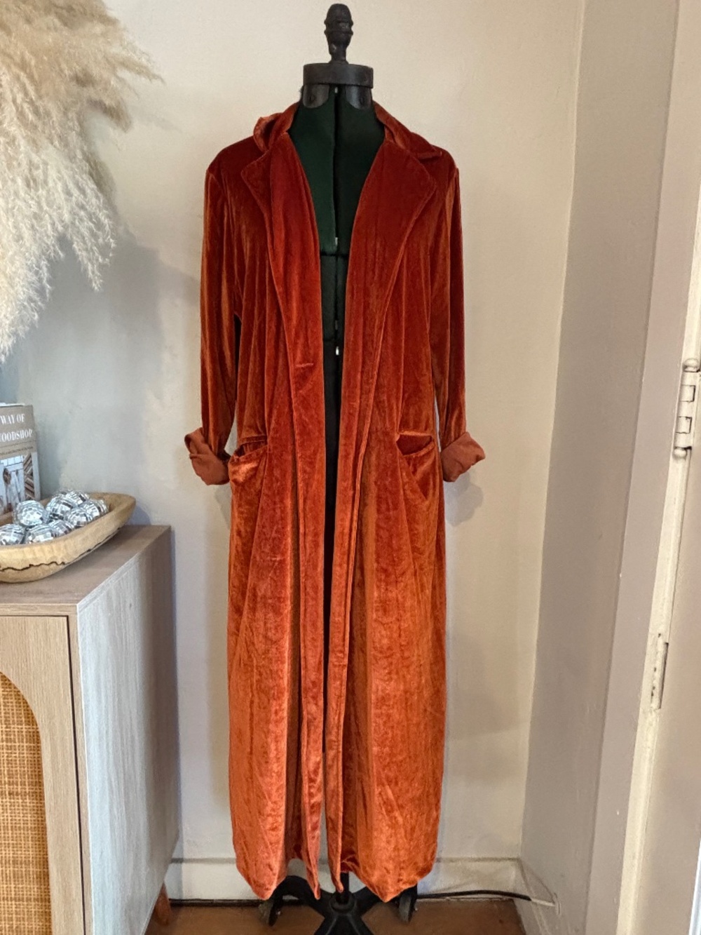 Rust colored cigar jacket kimono